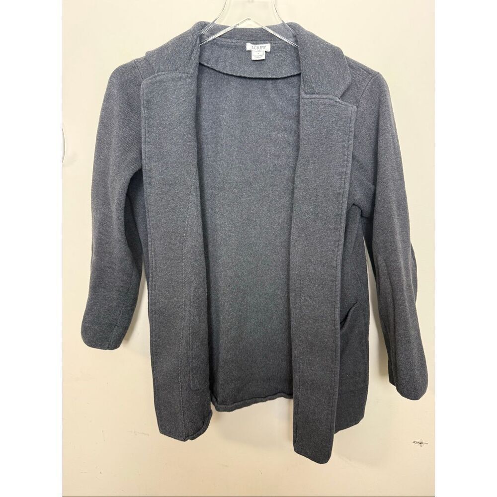 J.Crew Gray Open Front Sweater Blazer 100% Cotton Women’s Small Preppy Workwear